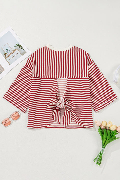 'Evania' Tie Up Bow Strap Drop Shoulder Top - Celes Fashion